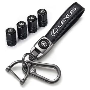 Lexus Black Tire Valve Caps with Keychain